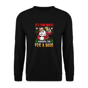 X MAS - IT´S THE MOST WONDERFUL TIME FOR A BEER - Unisex Pullover - Schwarz - Vorne - Alina (178cm) & Michal (187cm)