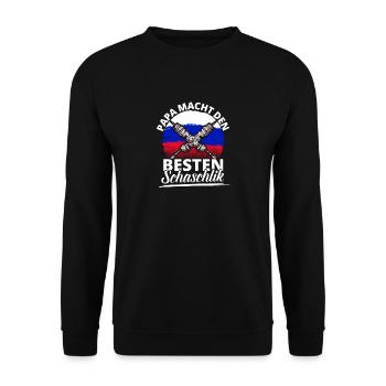 Schaschlik Schaschlikgrill Schaschlikspieße Papa - Unisex Pullover - Schwarz - Vorne - Alina (178cm) & Michal (187cm)