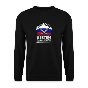 Schaschlik Schaschlikgrill Schaschlikspieße Papa - Unisex Pullover - Schwarz - Vorne - Alina (178cm) & Michal (187cm)