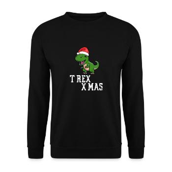 TREXXMAS Christmas Christmas Dinosaur T-Rex - Unisex Sweatshirt - black - Front - Alina (178cm) & Michal (187cm)