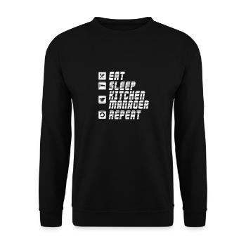 Funny Eat Sleep Kitchen Manager Répéter - Sweat-shirt Unisexe - noir - Devant - Alina (178cm) & Michal (187cm)