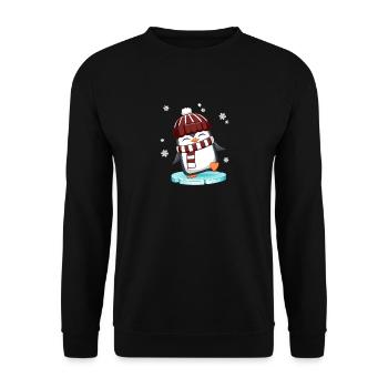 Pingouin de Noël dans la neige sur la banquise - Sweat-shirt Unisexe - noir - Devant - Alina (178cm) & Michal (187cm)