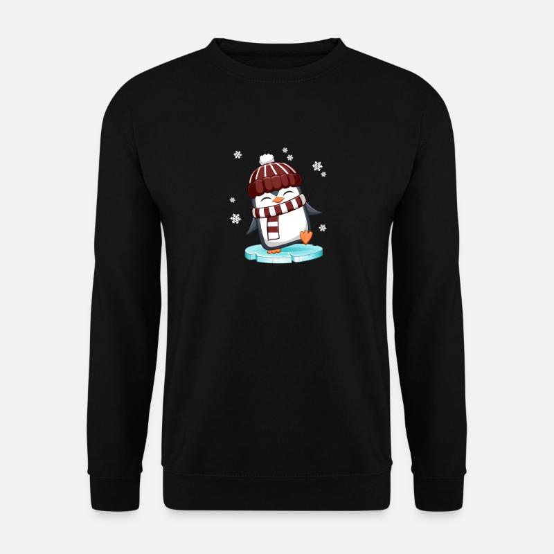 weihnachtlicher Pinguin im Schnee auf Eisscholle - Unisex Pullover - Schwarz