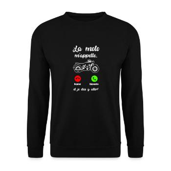 La Moto M appelle Et Je Dois Y Aller Téléphone - Sweat-shirt Unisexe - noir - Devant - Alina (178cm) & Michal (187cm)
