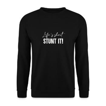 La vie est courte - cascadez-la! - Sweat-shirt Unisexe - noir - Devant - Alina (178cm) & Michal (187cm)