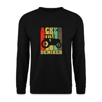 Farm Vintage Retro Bauernkind Traktor Ackerdemiker - Unisex Pullover - Schwarz - Vorne - Alina (178cm) & Michal (187cm)