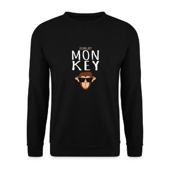 Monkey T Shirt - Monkey Head With Sunglass Monkey - Unisex Pullover - Schwarz - Vorne - Alina (178cm) & Michal (187cm)