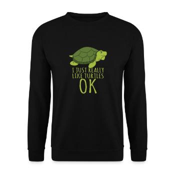 T-shirt de tortue - j'aime juste vraiment les tortues, ok! - Sweat-shirt Unisexe - noir - Devant - Alina (178cm) & Michal (187cm)