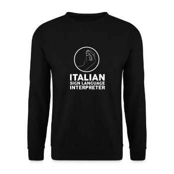 Interprète en langue des signes italienne - sourd et - Sweat-shirt Unisexe - noir - Devant - Alina (178cm) & Michal (187cm)