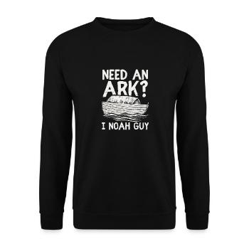 Need an Ark? I Noah Guy Funny Christian Gift Retro - Unisex Pullover - Schwarz - Vorne - Alina (178cm) & Michal (187cm)