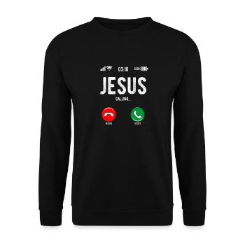Christian Message Jesus Calls Humorous - Unisex Sweatshirt - black - Front - Alina (178cm) & Michal (187cm)