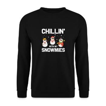 Chillin 'avec mes snowmies faites par la manzanita - Sweat-shirt Unisexe - noir - Devant - Alina (178cm) & Michal (187cm)