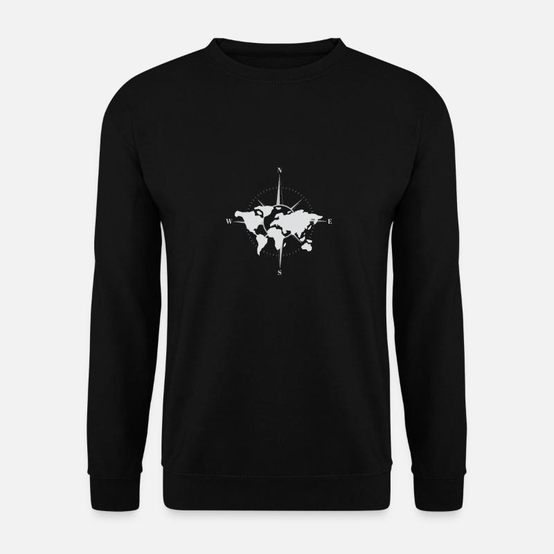 Weltkarte mit Kompass - entdecke die Welt - Unisex Pullover - Schwarz