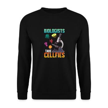 Cute Biologists Take Cellfies Selfies Biology Pun - Unisex Sweatshirt - black - Front - Alina (178cm) & Michal (187cm)