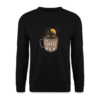 Cartoon Coffee &Fly Fishing Lover Poison - Sweat-shirt Unisexe - noir - Devant - Alina (178cm) & Michal (187cm)