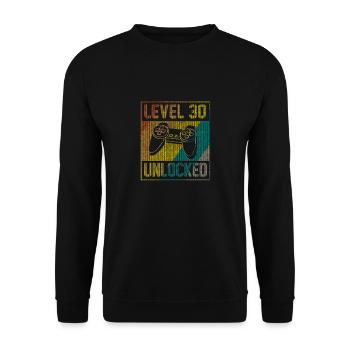 30 Geburtstag Geschenk Level 30 Unlocked - Unisex Pullover - Schwarz - Vorne - Alina (178cm) & Michal (187cm)