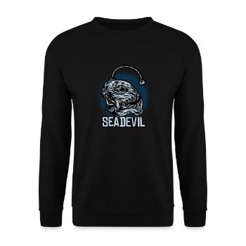Tiefsee Anglerfisch Seadevil - Unisex Pullover - Schwarz - Vorne - Alina (178cm) & Michal (187cm)