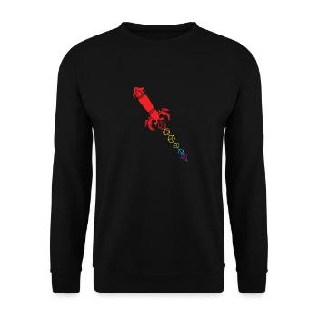 Tabeletop D20 Dice Sword Role Player Geeky RPG - Unisex Pullover - Schwarz - Vorne - Alina (178cm) & Michal (187cm)