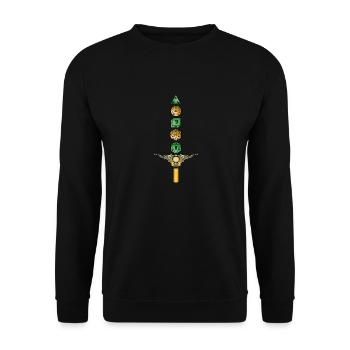 Tabeletop D20 Dice Sword Roleplay Geeky RPG - Unisex Pullover - Schwarz - Vorne - Alina (178cm) & Michal (187cm)