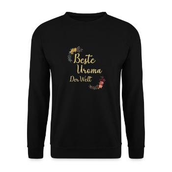 Beste Uroma der ganzen Welt Geschenk floral Uroma - Unisex Pullover - Schwarz - Vorne - Alina (178cm) & Michal (187cm)