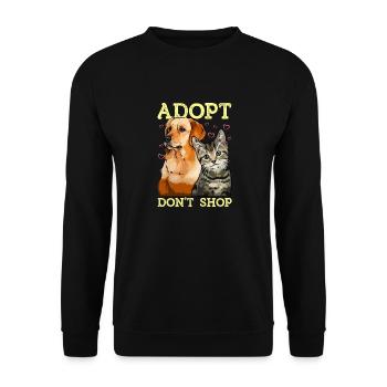 Adoptieren Kaufen Sie keine niedliche Adoption für Katzen- und Hunderettungen - Unisex Pullover - Schwarz - Vorne - Alina (178cm) & Michal (187cm)