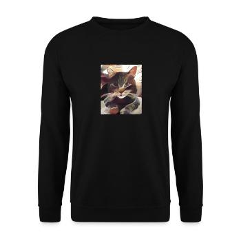 Katzen Katze, lustige Sprüche - Unisex Pullover - Schwarz - Vorne - Alina (178cm) & Michal (187cm)