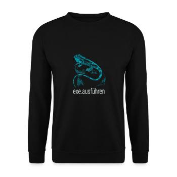 Admin Computer Informatiker exe ausführen blau - Unisex Pullover - Schwarz - Vorne - Alina (178cm) & Michal (187cm)