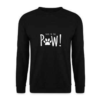 Dog Lover T Shirt - Sarcastic Talk To The Paw! - Unisex Pullover - Schwarz - Vorne - Alina (178cm) & Michal (187cm)