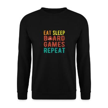 Eat Sleep Board Games Role Player Gift Roleplay - Unisex Pullover - Schwarz - Vorne - Alina (178cm) & Michal (187cm)