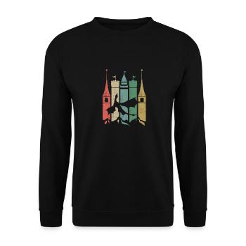 Dragon Retro Castle Vintage RPG Role Player - Unisex Sweatshirt - black - Front - Alina (178cm) & Michal (187cm)