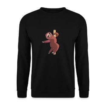 Funny Sloth Pole Dance Fitness Gift - Unisex Pullover - Schwarz - Vorne - Alina (178cm) & Michal (187cm)