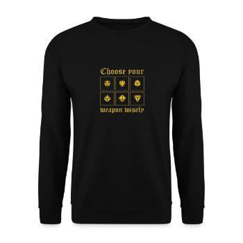 Choose Your Weapon D20 Dice RPG Tabletop Gaming - Unisex Pullover - Schwarz - Vorne - Alina (178cm) & Michal (187cm)