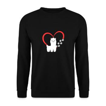 Niedlich Alpaka Baby Herz - Unisex Pullover - Schwarz - Vorne - Alina (178cm) & Michal (187cm)