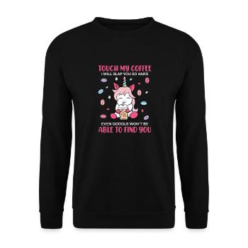 Kaffee Einhorn - Unisex Pullover - Schwarz - Vorne - Alina (178cm) & Michal (187cm)