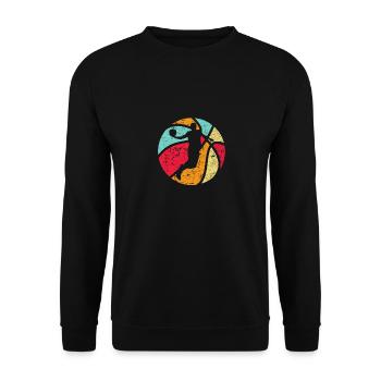 Basket- joueur de basket rétro vintage look coloré - Sweat-shirt Unisexe - noir - Devant - Alina (178cm) & Michal (187cm)