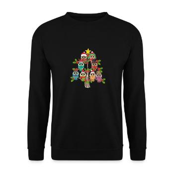 Owls Christmas Tree Christmas Owl Funny Owl - Unisex Sweatshirt - black - Front - Alina (178cm) & Michal (187cm)