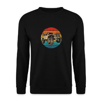 Hors route suv 4x4 voiture rétro vintage - Sweat-shirt Unisexe - noir - Devant - Alina (178cm) & Michal (187cm)