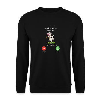 Meine Kuh ruft ich muss gehen - Unisex Pullover - Schwarz - Vorne - Alina (178cm) & Michal (187cm)