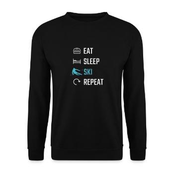 Skiing Eat Sleep Ski Repeat - Unisex Sweatshirt - black - Front - Alina (178cm) & Michal (187cm)