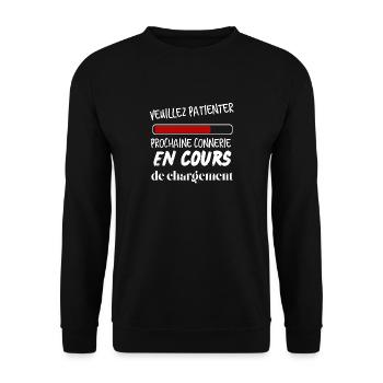 Je réfléchis prochaine connerie en cours - Sweat-shirt Unisexe - noir - Devant - Alina (178cm) & Michal (187cm)