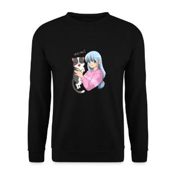Anime Neko Cat Girl I Waifu Pastel Kawaii Anime Gi - Sweat-shirt Unisexe - noir - Devant - Alina (178cm) & Michal (187cm)