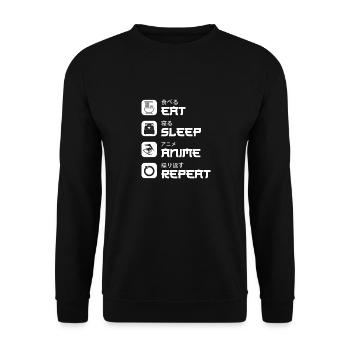 Eat Sleep Anime Répéter ... Anime - Sweat-shirt Unisexe - noir - Devant - Alina (178cm) & Michal (187cm)