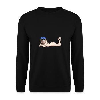 Maritim Kapten sexy Girl Seefahrt Ahoi - Unisex Pullover - Schwarz - Vorne - Alina (178cm) & Michal (187cm)
