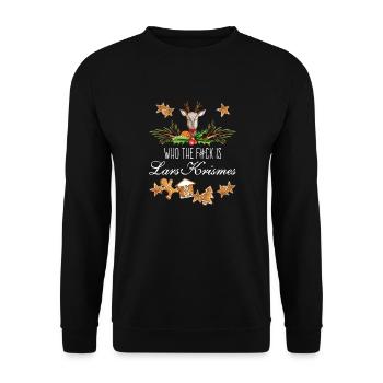 Who the fuck is Lars Krismes Ugly Christmas Shirt - Unisex Sweatshirt - black - Front - Alina (178cm) & Michal (187cm)