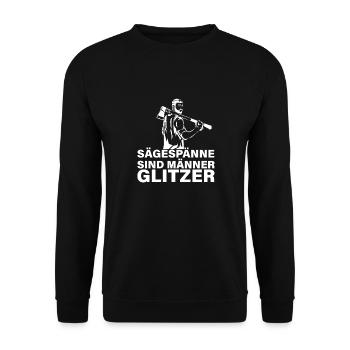 Sägespäne Sind Männer Glitzer Holzfäller Kettensäg - Unisex Pullover - Schwarz - Vorne - Alina (178cm) & Michal (187cm)