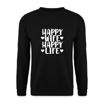 Happy Wife Happy Life - Unisex Sweatshirt - black - Front - Alina (178cm) & Michal (187cm)