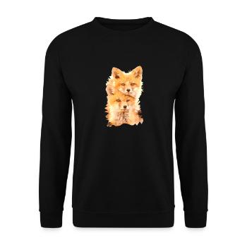 Fuchs Polygon Art - Unisex Pullover - Schwarz - Vorne - Alina (178cm) & Michal (187cm)