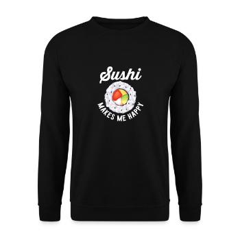 Funny Sushi Saying Sushi Makes Me Happy - Unisex Pullover - Schwarz - Vorne - Alina (178cm) & Michal (187cm)