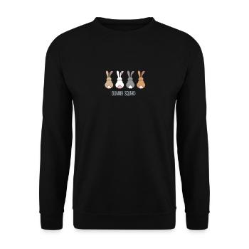 Hase Häschen Squad Lustige Kaninchen Team - Unisex Pullover - Schwarz - Vorne - Alina (178cm) & Michal (187cm)