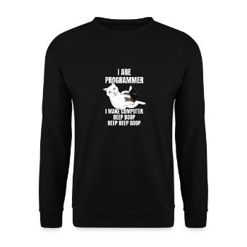 I Are Programmer Computer Cat Beep Boop I Funny IT - Unisex Pullover - Schwarz - Vorne - Alina (178cm) & Michal (187cm)